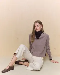 Женский гладкий джемпер из кашемира Easy Wear, коричневый