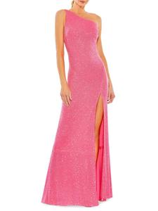 Платье-футляр на одно плечо с пайетками Mac Duggal, розовый