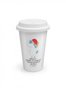 Mr. & Mrs. Panda Термокружка с изображением единорога и Санта-Клауса, с надписью белого цвета