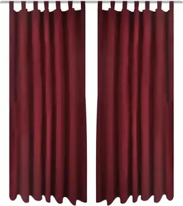 Комплект из 2 атласных штор, 140 х 175 см, темно-красный - затемняющая штора, панель для штор, штора на дверь для гостиной, спальни vidaXL