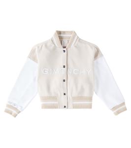 Куртка-бомбер из смесовой хлопковой ткани Givenchy Kids, кремовый