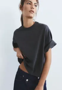Свободная базовая футболка с коротким рукавом Pull&Bear, Dark Grey