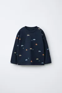 Футболка с автомобильным принтом Zara, темно-синий
