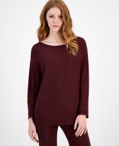 Женский свитер с вырезом-лодочкой и рукавами летучая мышь, эксклюзивно для Macy's JM Collection, Dark Fudge