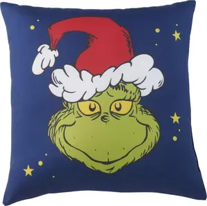 Подушка Гринч - плюшевая декоративная подушка, подголовник, синяя, 30 х 30 см United Labels