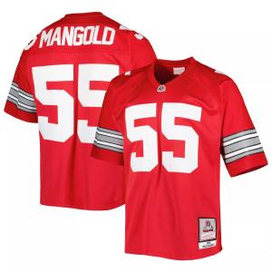 Мужское аутентичное джерси Mitchell & Ness Nick Mangold Scarlet Ohio State Buckeyes