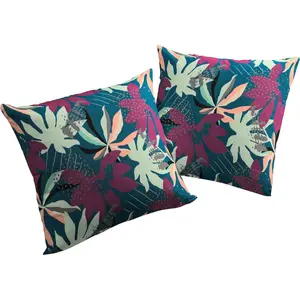 Подушка для декора Jungle с сертификатом GOTS - наволочка без наполнителя, 1 штука Adam, Lila/blau + bedruckt