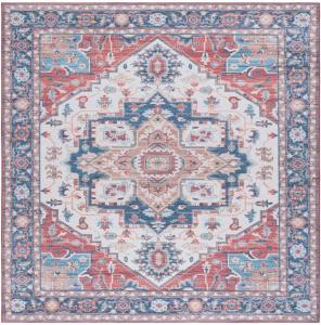 Ковер SAFAVIEH, 244 x 305 см, - Стираемый коллекция Tucson - Большой - Rust & Blue, Антискользящий, Идеально для гостиной, спальни, детской игровой комнаты, офиса, столовой зоны (TSN913Q)