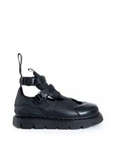 Черные кожаные сандалии с силиконовым носком Dr. Martens, черный