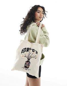 Сумка-шоппер PRNT Floral Vasa натурального цвета