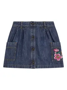 Джинсовая юбка с вышивкой Dolce & Gabbana Kids, синий