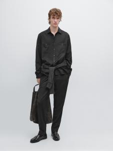 Верхняя рубашка из 100% шерсти и фланели Massimo Dutti, Charcoal