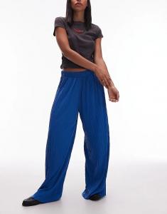 Широкие брюки Topshop с мятым эффектом кобальтово-синего цвета