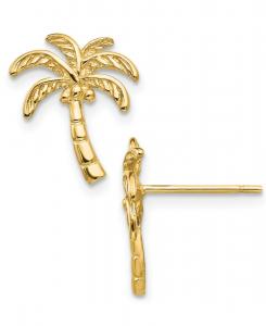 Серьги-гвоздики в виде пальм из 14-каратного золота Macy's, Yellow Gold