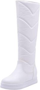 Женские высокие ботинки выше колена, водонепроницаемые, зимние теплые, высокие, снежные, на плоской подошве с платформой, с круглым носком, длинные, панк-готические Generic, A1-White