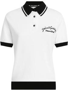 Хлопковая футболка-поло с вышитым логотипом Dolce & Gabbana, белый