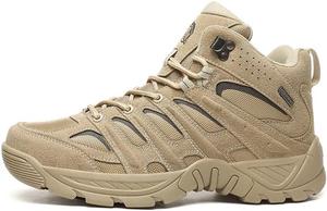 Мужские трекинговые ботинки высокие, легкие, водонепроницаемые для походов, бега по тропам, походов с рюкзаком и ежедневной носки, противоскользящие, прочные и удобные ботинки для ходьбы Qacksv, хаки