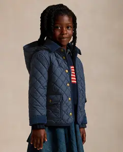 Детская утепленная куртка с капюшоном Polo Ralph Lauren, темно-синий