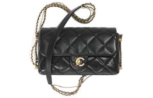 CHANEL Кожаный чехол для маски Женская черная сумка через плечо