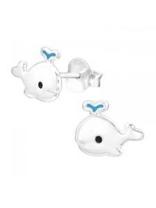 Alexander York Серьги-гвоздики в виде кита из серебра 925 пробы, комплект из 2 штук