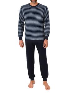 NORMANN Пижама из махровой ткани с длинными рукавами и манжетами, синего цвета