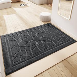 Dajiang Ковер 60х90 см Manadaro для прихожей и улицы, темно-серый, грязеотталкивающий, нескользящий, легко чистить
