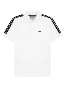 Рубашка поло с логотипом и лентой Lacoste Kids, белый