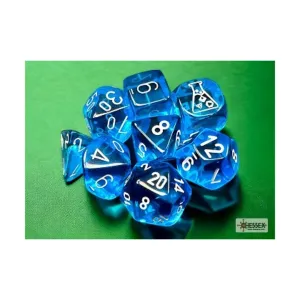 Poly Set Полупрозрачный тропический синий с белым (8), Dice - Lab - Poly Sets (Chessex)