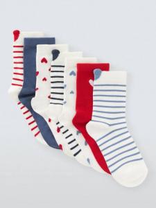Детские носочки с сердечками John Lewis, Pack of 7, White