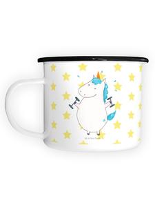 Эмалированная кружка XL Unicorn Fitness Without Saying, белая Mr. & Mrs. Panda