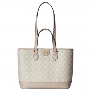 GUCCI Сумка-шоппер Ophidia из холста с кожаной отделкой малого размера женская в цвете экрю и белом