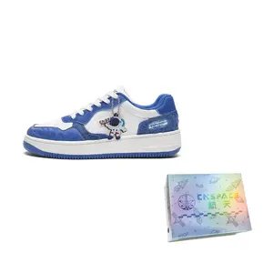 China Aerospace Низкие скейтерские кроссовки унисекс в коробке сине-белые, цвет Blue and White Blue