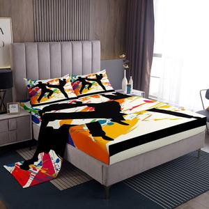 Erosebridal Комплект постельного белья Wrestling с принтом граффити для детей и подростков, Yellow Black