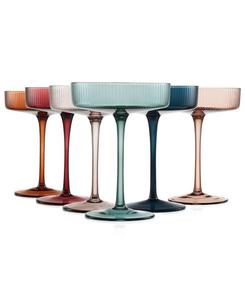 Набор из 6 цветных классических бокалов в стиле ар-деко The Wine Savant, мультколор