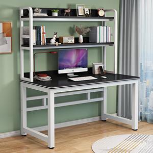 Компьютерный стол Xinmeikai 140x60x170 см с полками, белая рама + карбон