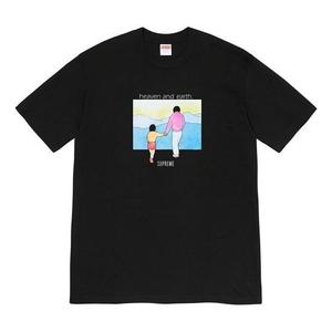 Футболка fw19 week 1 heaven and earth tee printing short sleeve black Supreme, черный