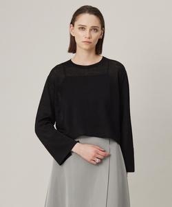 Укороченный пуловер из льна и вискозы высокой плотности, пригодный для стирки.