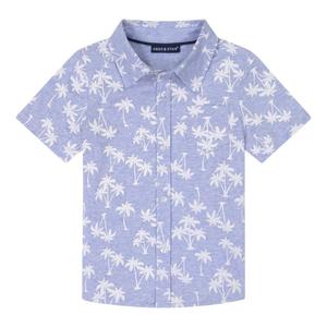 Детская хлопковая трикотажная рубашка на пуговицах в светло-голубом цвете Andy & Evan