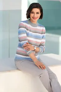 Повседневный образ Свитер с воротником-стойкой "Пуловер" Casual Looks, цвет Rosé-Bleu-Geringelt