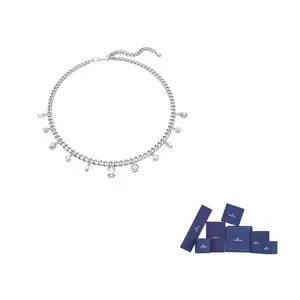 Swarovski Имбер с родиевым покрытием, кубический цирконий, серебряное колье для женщин