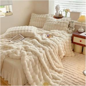 YUSIWOAL Комплект постельного белья суперпушистый люкс из искусственного кроличьего меха