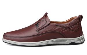 BECK Кожаные повседневные туфли мужские бордовые, цвет Burgundy