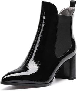 Женские ботильоны Castamere с блок-каблуком Челси, средний каблук 7,5 см, Patent Black