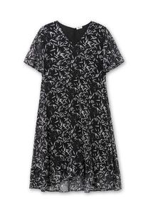 Шифоновое платье с цветочным принтом и оборкой по подолу Sheego, черный