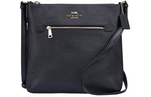 COACH Кожаная сумка для документов через плечо среднего размера женская черно серая