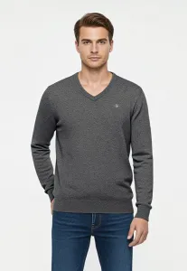 Джемпер с v-образным вырезом из тонкой ткани Gant, Dark Grey Melange