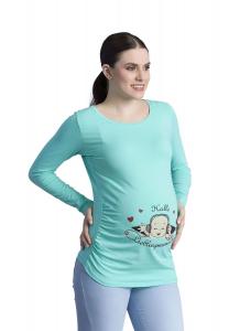 Рубашка для беременных с длинными рукавами и мотивом «Привет, любимый человек» M.M.C., мятный