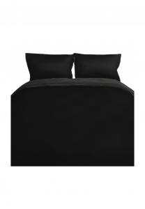 Однотонная двусторонняя постельное бельё 100% хлопок сатин молния Cofi, чёрный/антрацит 200 x 220 см