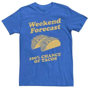 Мужская футболка Weekend Taco Forecast с графическим рисунком Licensed Character, цвет Royal Heather