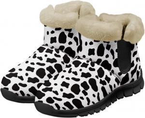 Зимние женские ботинки Jeiento с животным принтом, теплые внутри, на подкладке, слипоны для зимней прогулки, Cow Print